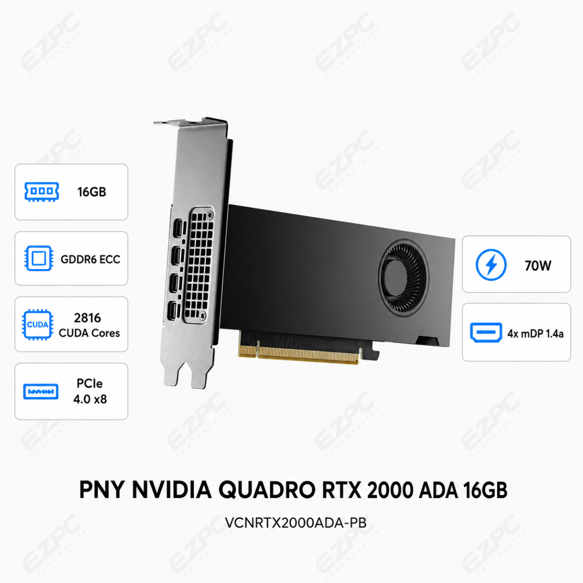 PNY NVIDIA QUADRO RTX 2000 ADA 16GB GDDR6 128BITS (VCNRTX2000ADA-PB)