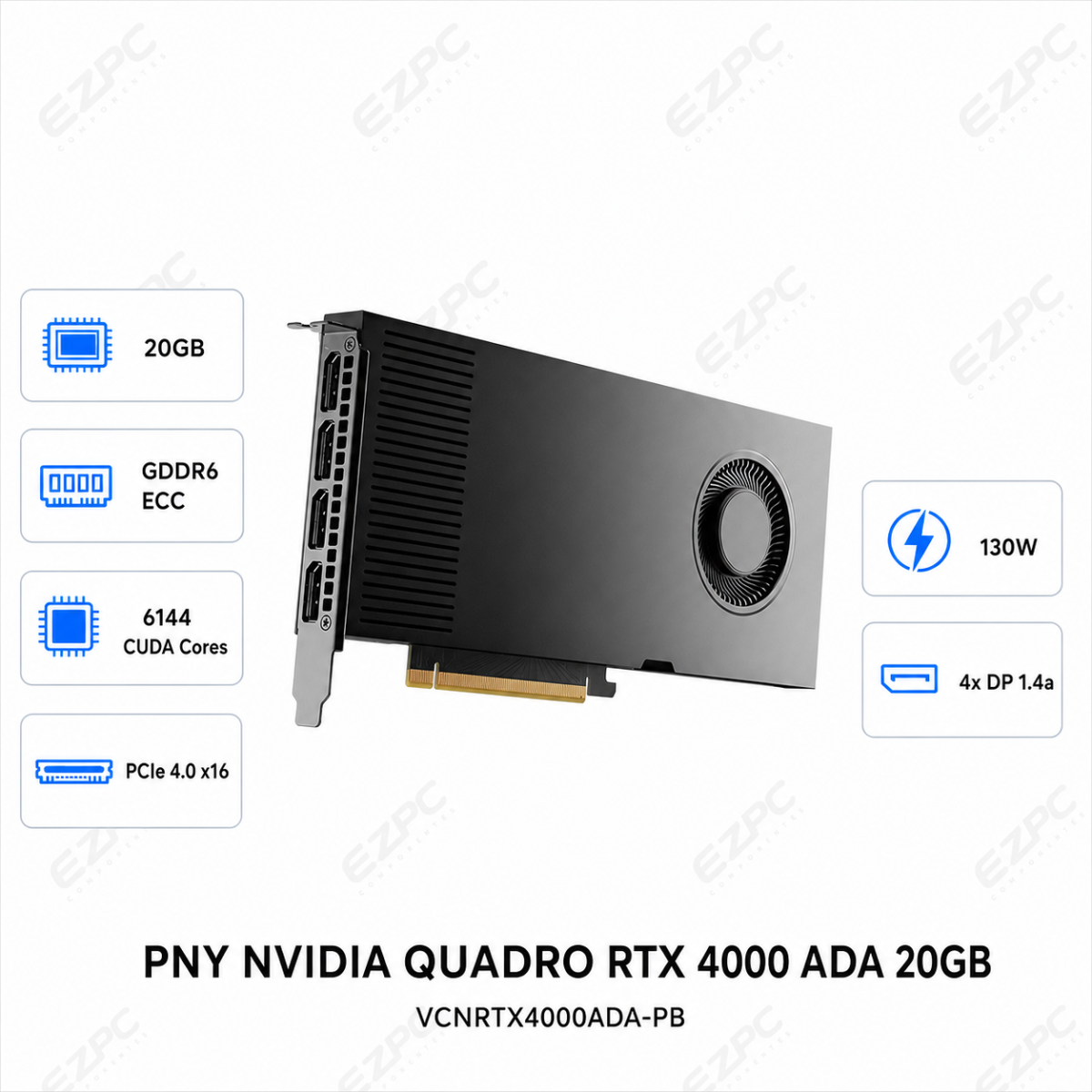 PNY NVIDA QUADRO RTX 4000 ADA 20GB GDDR6 PCIe 4.0 160-BIT (VCNRTX4000ADA-PB)
