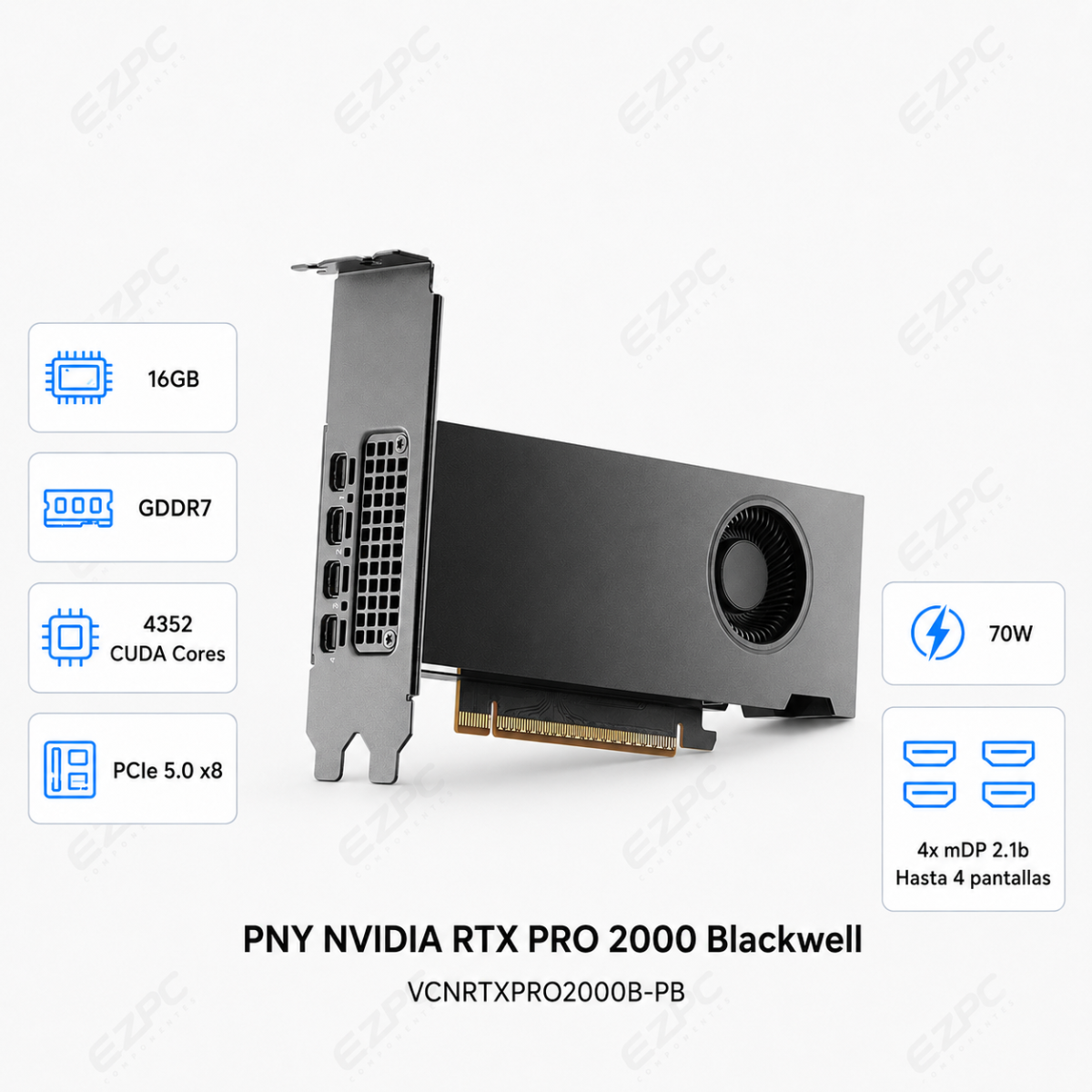 PNY NVIDIA RTX PRO 2000 Blackwell, 16GB 128-bit GDDR7 (VCNRTXPRO2000B-PB)