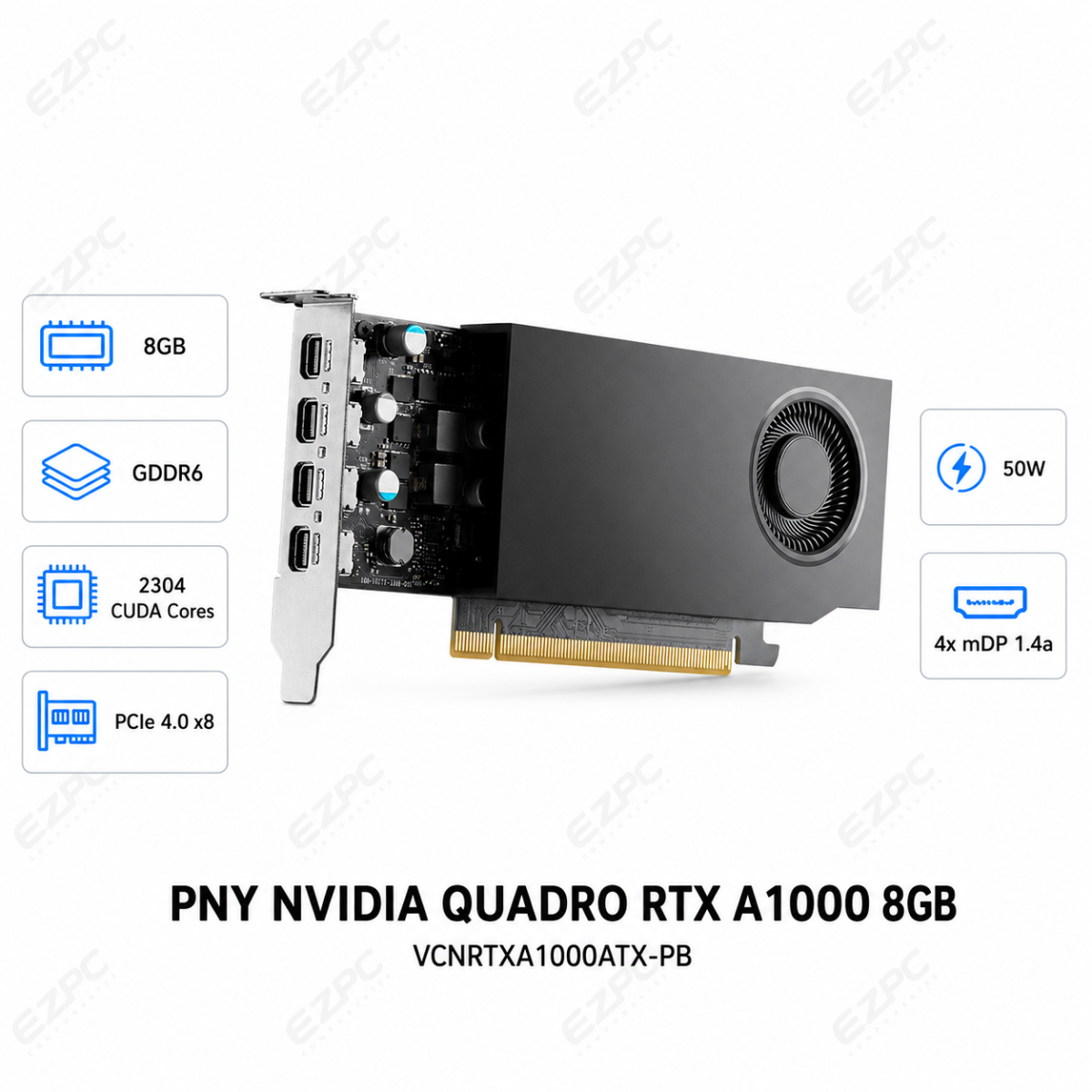 PNY NVIDIA QUADRO RTX A1000 8GB GDDR6 128BITS (VCNRTXA1000ATX-PB)
