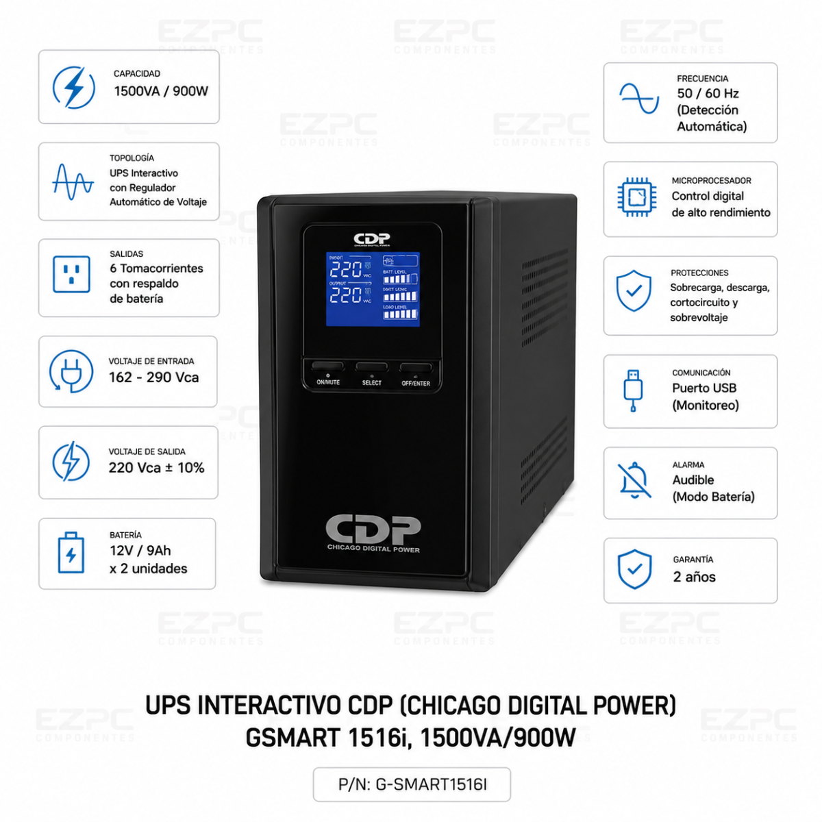 UPS CDP G-SMART151, 1500VA/900W, 16 Tomas