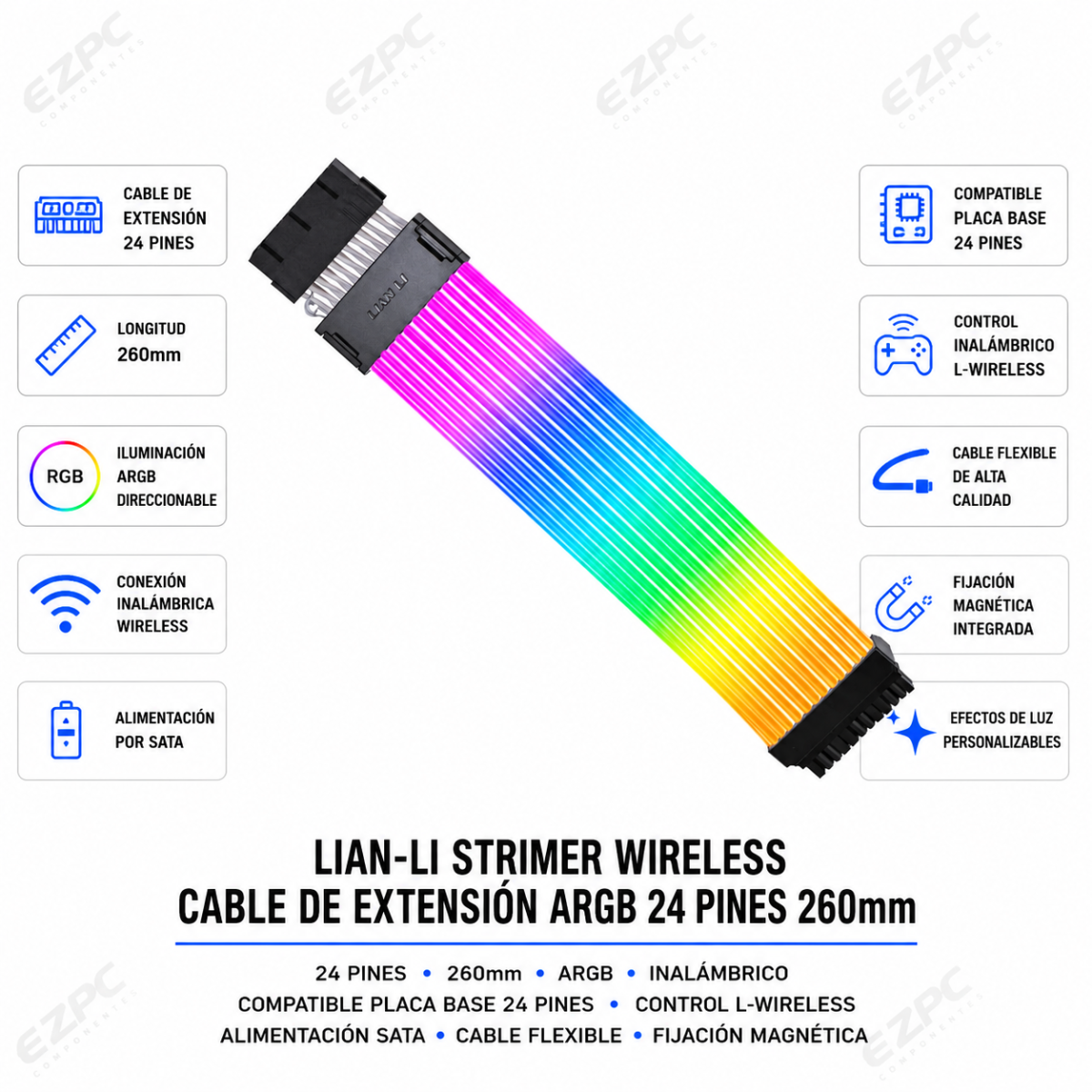 Lian-Li Strimer Wireless Cable de Extensión ARGB 24 Pines 260mm